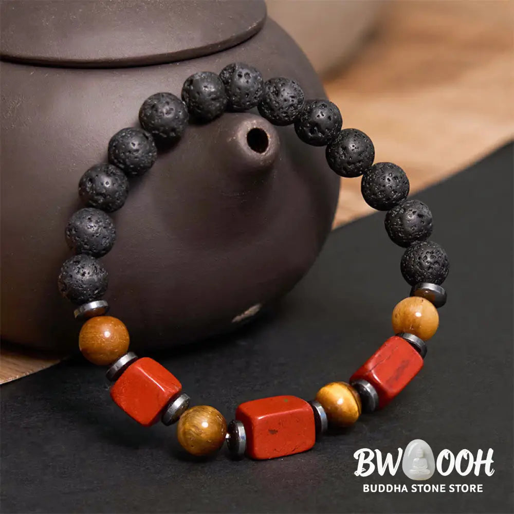Buddha Stones Various Crystals Lava Rock Calm Bracelet - BWOOOH - Bracelet