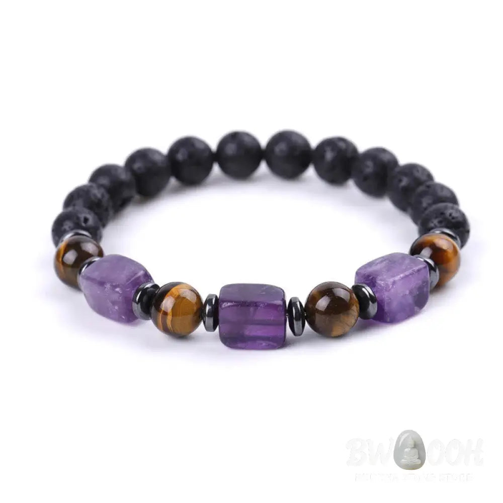 Buddha Stones Various Crystals Lava Rock Calm Bracelet - BWOOOH - Bracelet