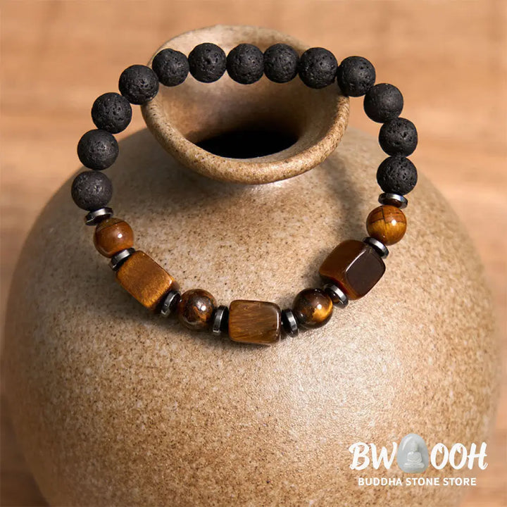 Buddha Stones Various Crystals Lava Rock Calm Bracelet - BWOOOH - Bracelet