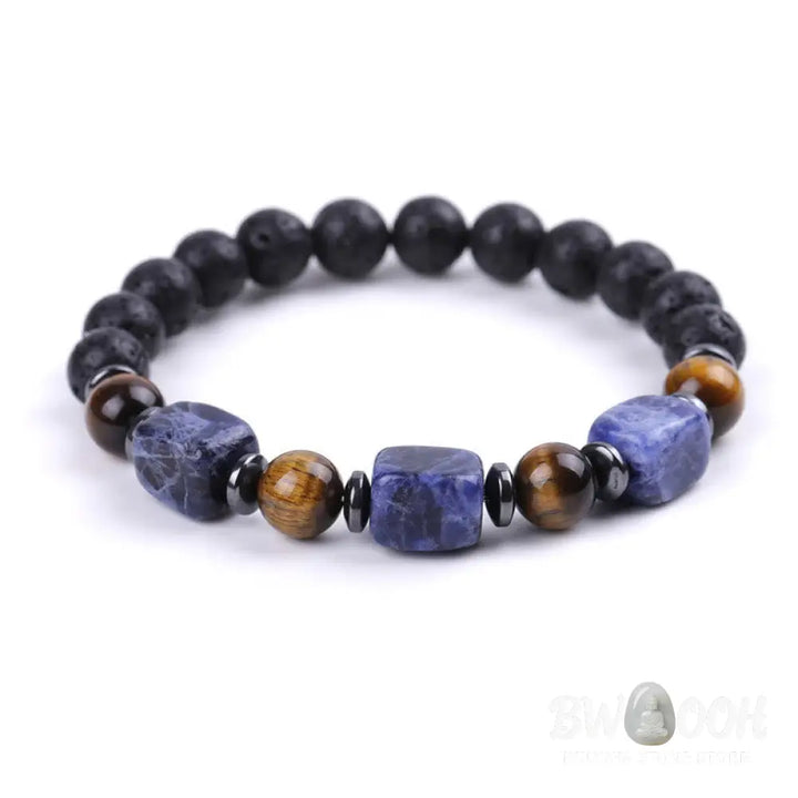 Buddha Stones Various Crystals Lava Rock Calm Bracelet - BWOOOH - Bracelet