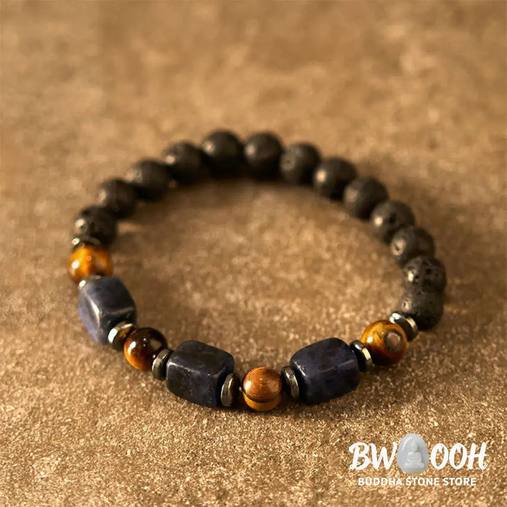 Buddha Stones Various Crystals Lava Rock Calm Bracelet - BWOOOH - Bracelet