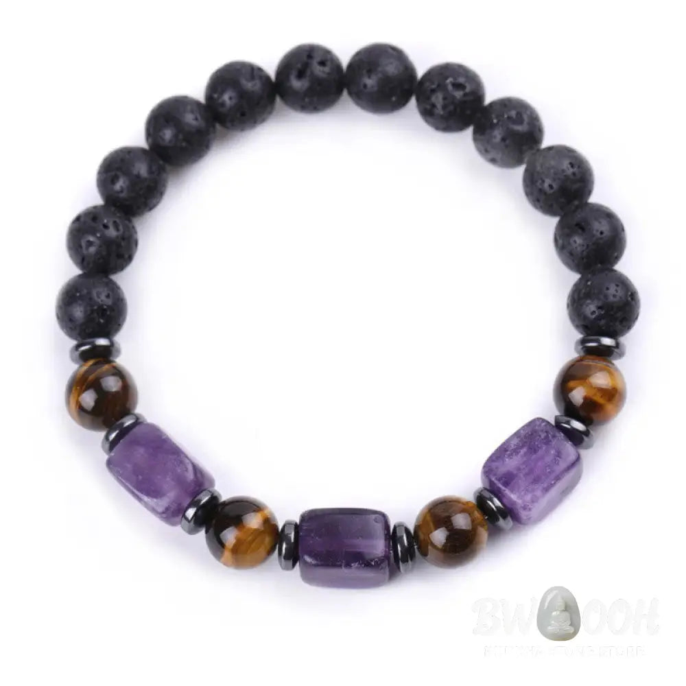 Buddha Stones Various Crystals Lava Rock Calm Bracelet - BWOOOH - Bracelet
