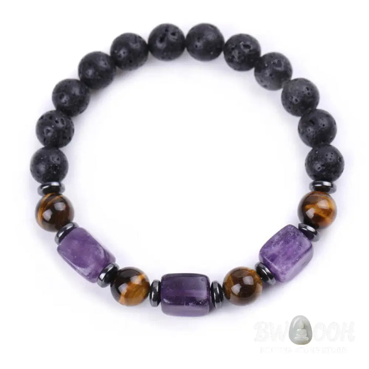 Buddha Stones Various Crystals Lava Rock Calm Bracelet - BWOOOH - Bracelet