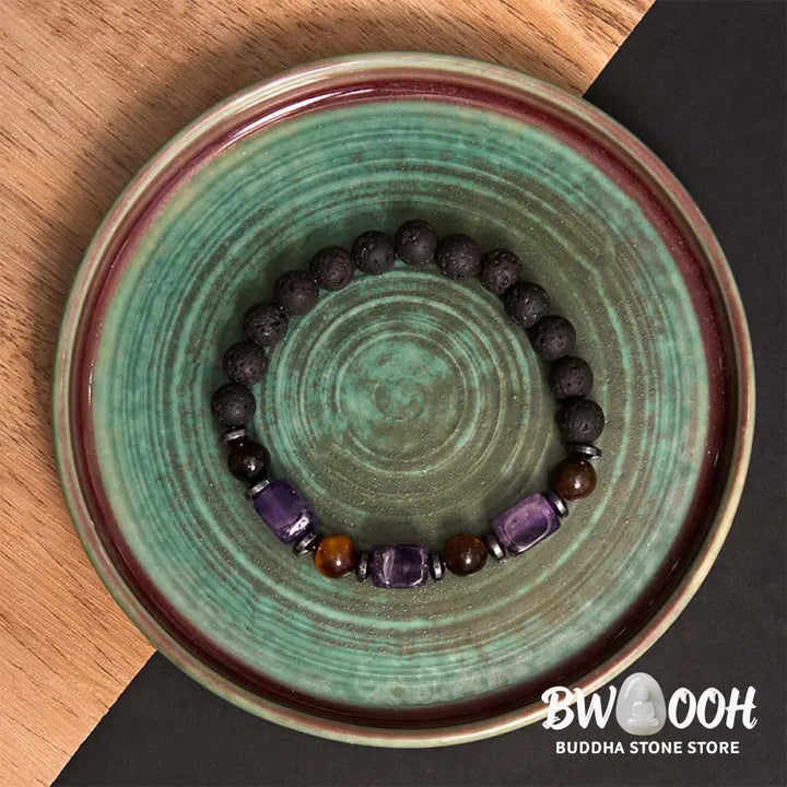 Buddha Stones Various Crystals Lava Rock Calm Bracelet - BWOOOH - Bracelet