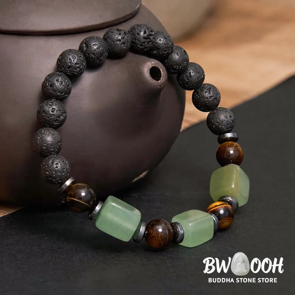 Buddha Stones Various Crystals Lava Rock Calm Bracelet - BWOOOH - Bracelet