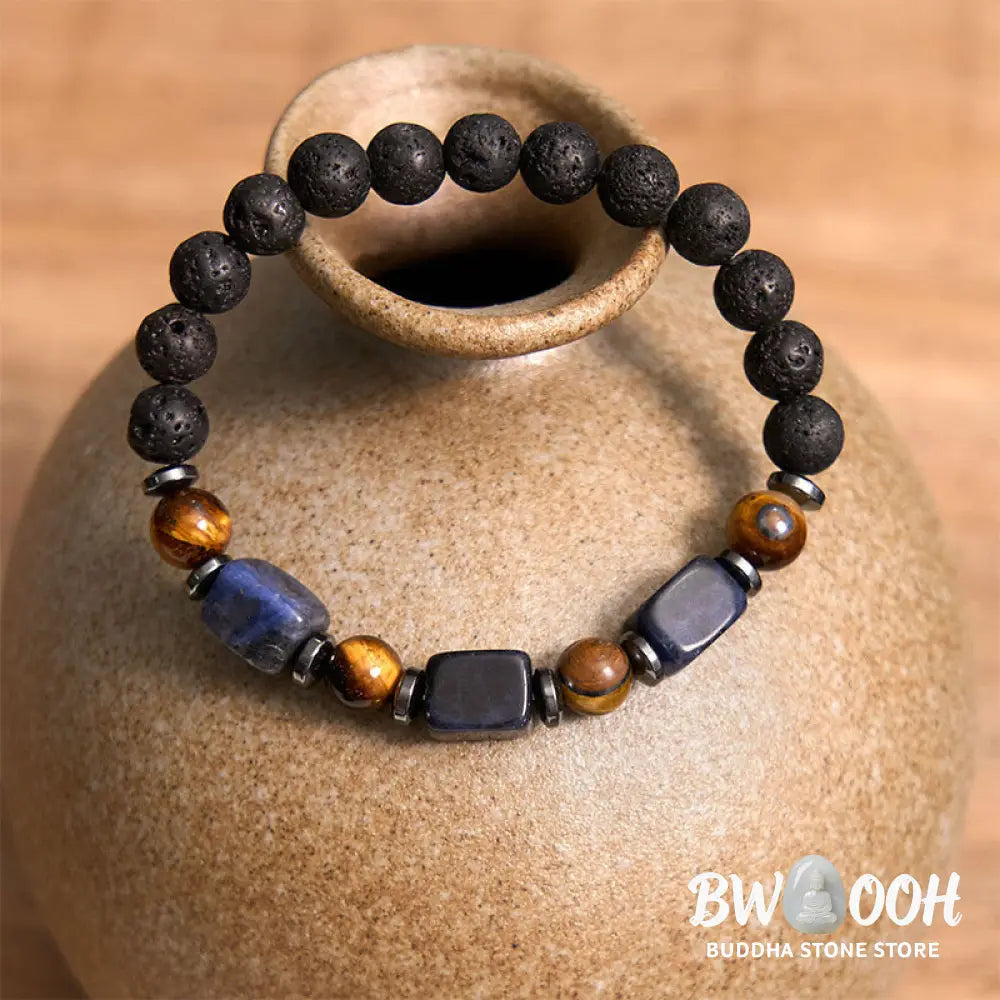 Buddha Stones Various Crystals Lava Rock Calm Bracelet - BWOOOH - Bracelet