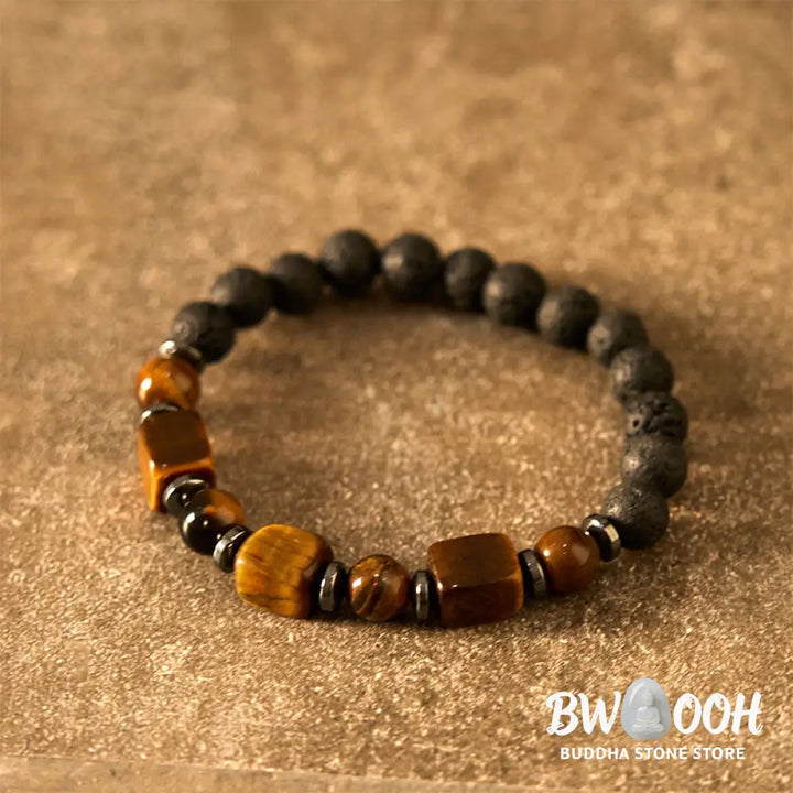 Buddha Stones Various Crystals Lava Rock Calm Bracelet - BWOOOH - Bracelet