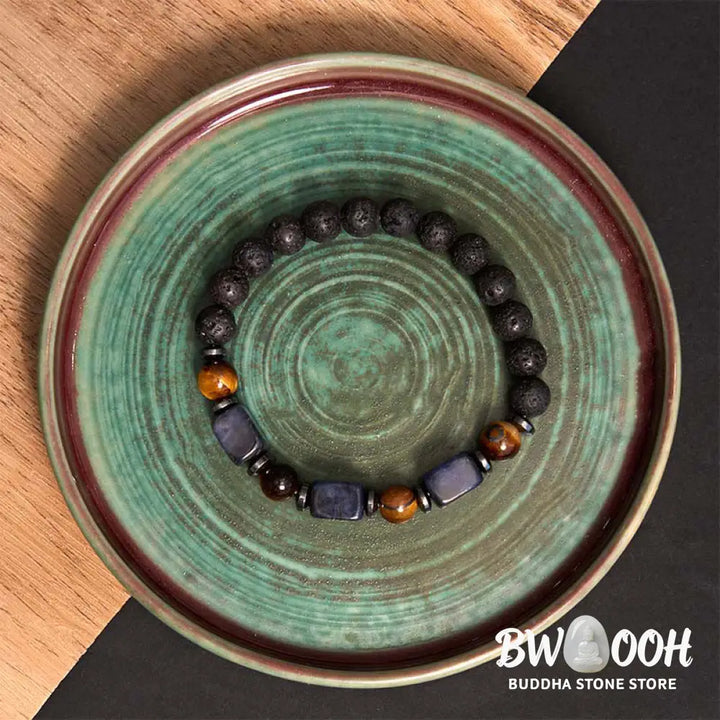 Buddha Stones Various Crystals Lava Rock Calm Bracelet - BWOOOH - Bracelet