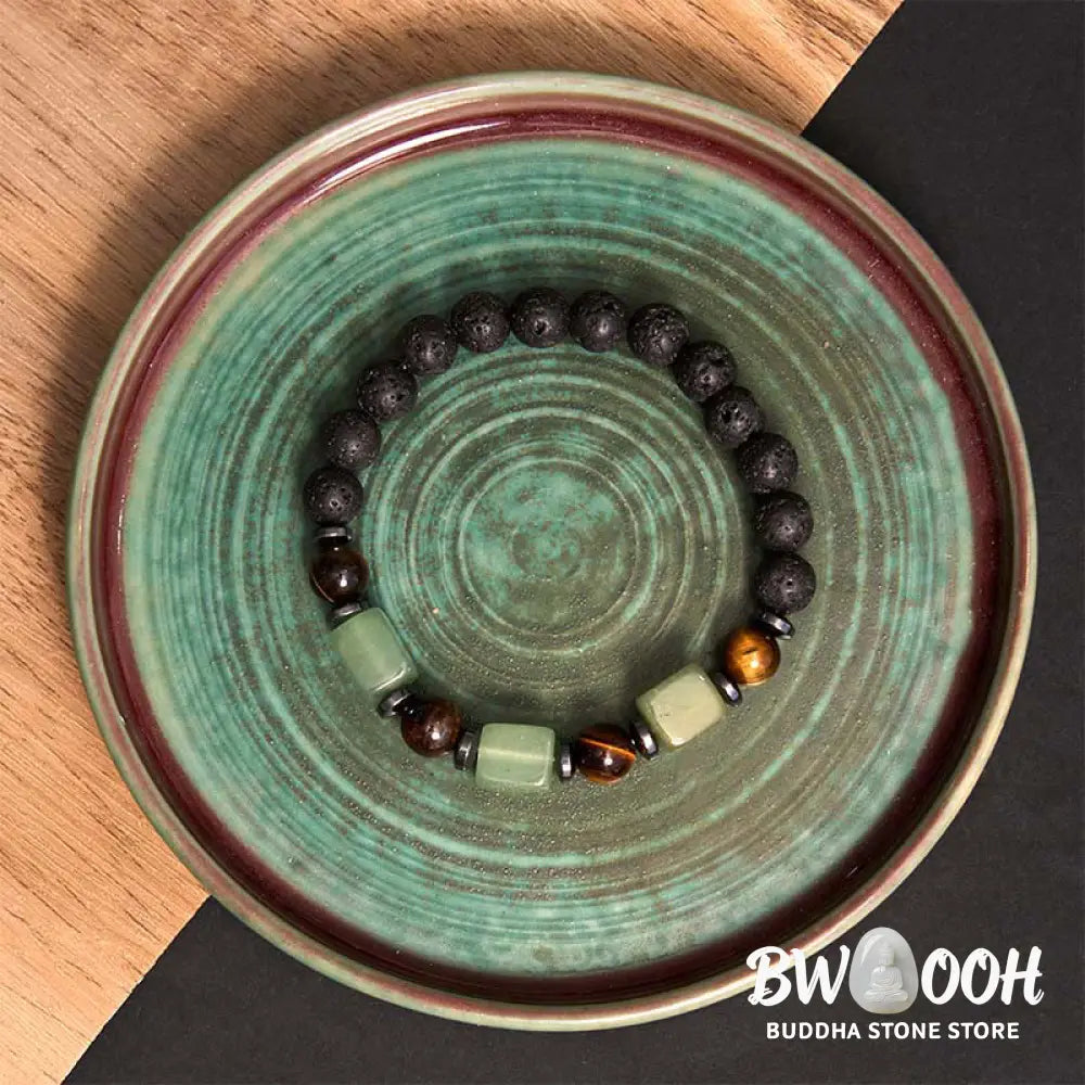 Buddha Stones Various Crystals Lava Rock Calm Bracelet - BWOOOH - Bracelet