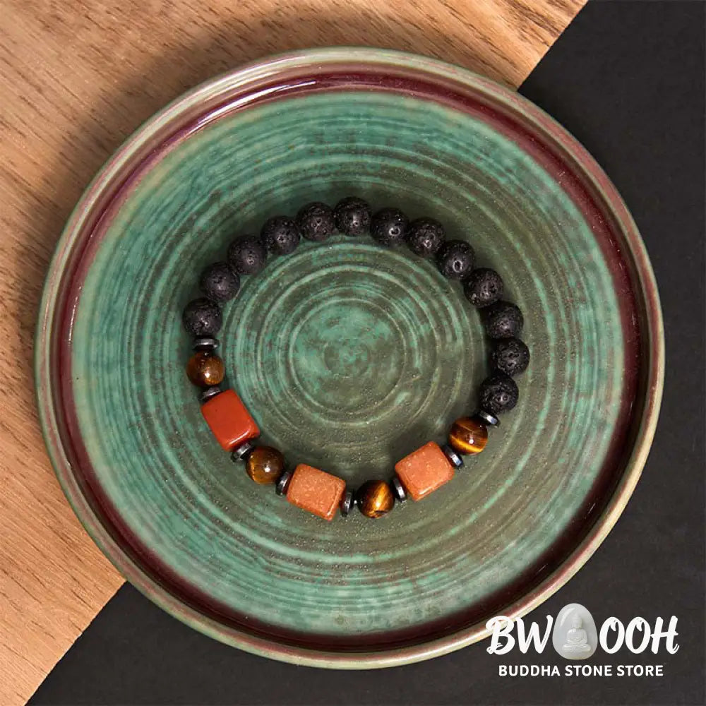 Buddha Stones Various Crystals Lava Rock Calm Bracelet - BWOOOH - Bracelet