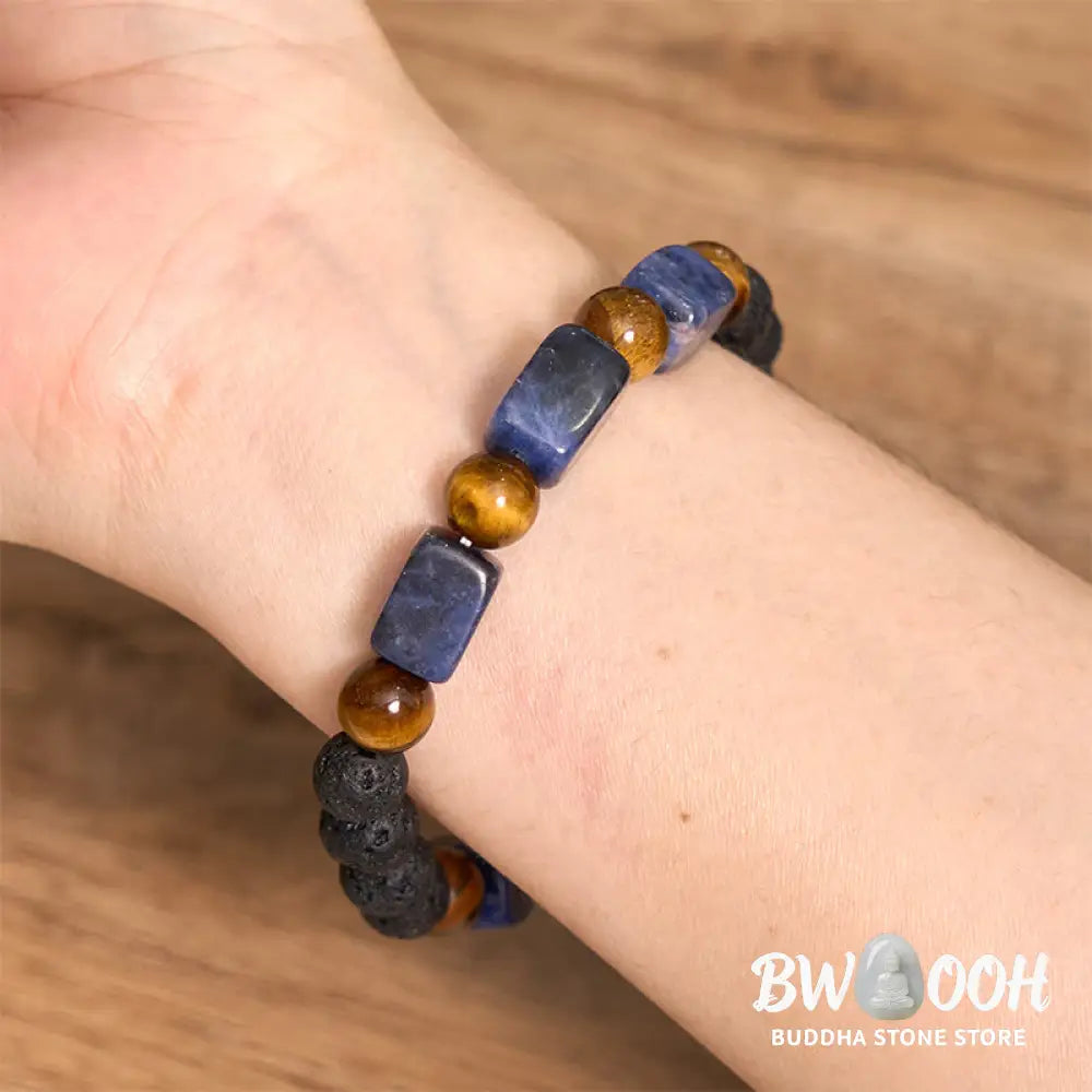 Buddha Stones Various Crystals Lava Rock Calm Bracelet - BWOOOH - Bracelet
