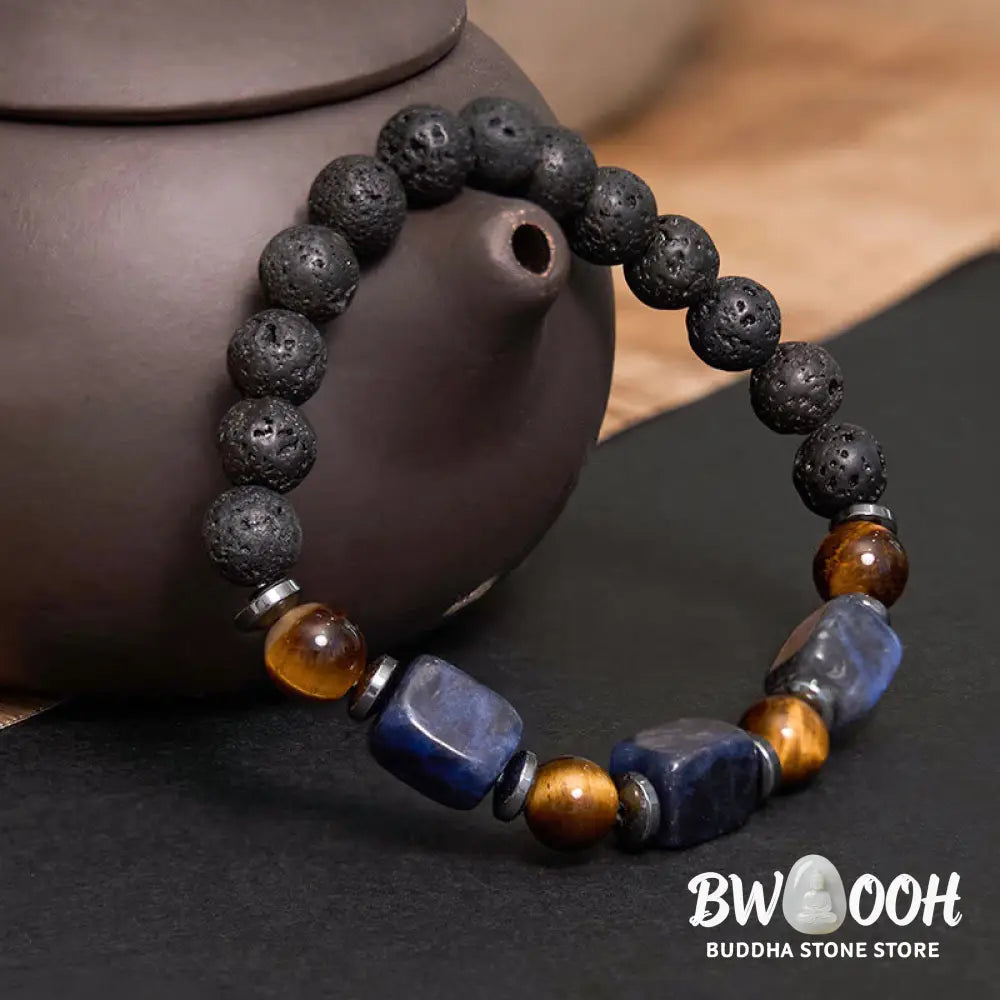 Buddha Stones Various Crystals Lava Rock Calm Bracelet - BWOOOH - Bracelet