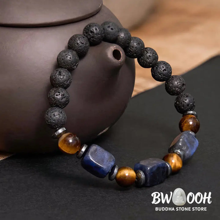 Buddha Stones Various Crystals Lava Rock Calm Bracelet - BWOOOH - Bracelet