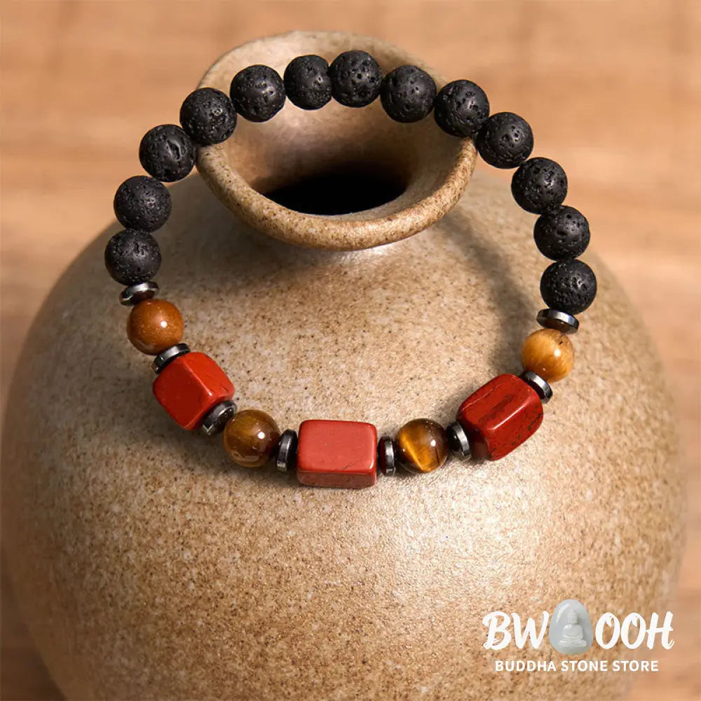 Buddha Stones Various Crystals Lava Rock Calm Bracelet - BWOOOH - Bracelet
