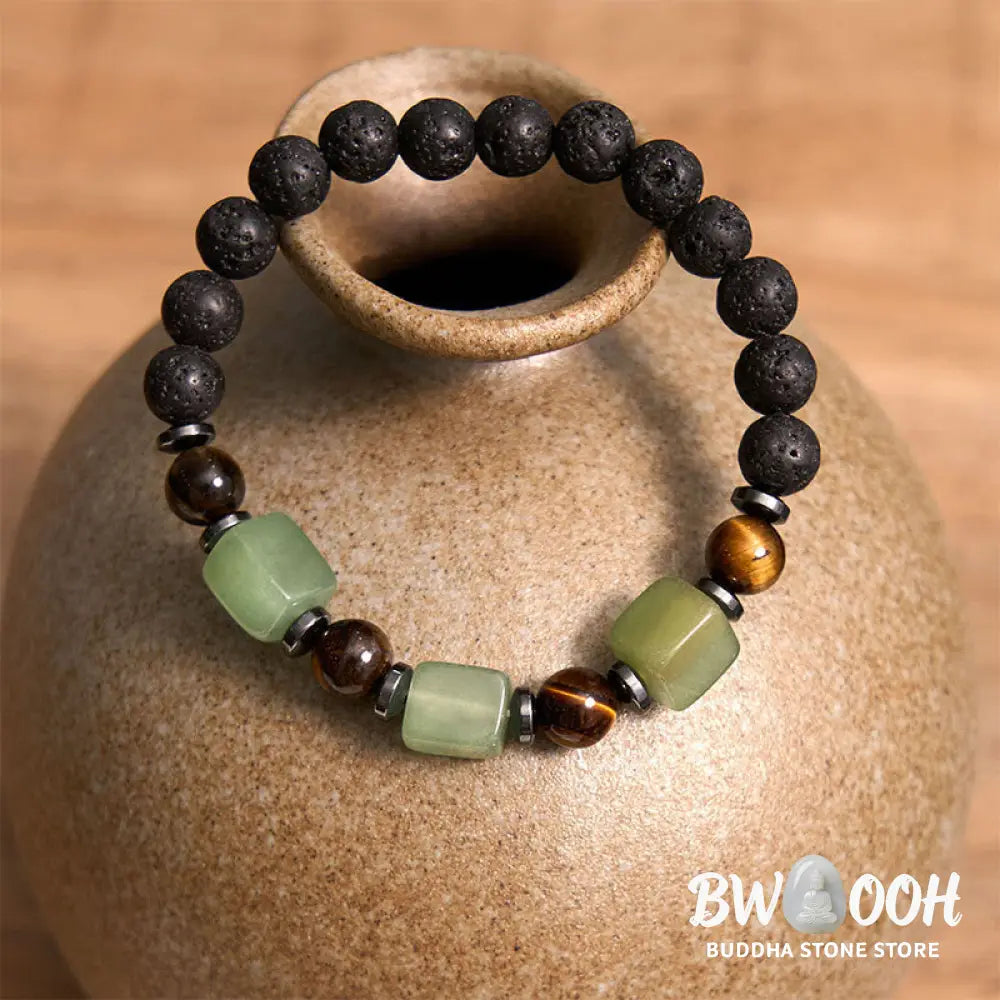 Buddha Stones Various Crystals Lava Rock Calm Bracelet - BWOOOH - Bracelet