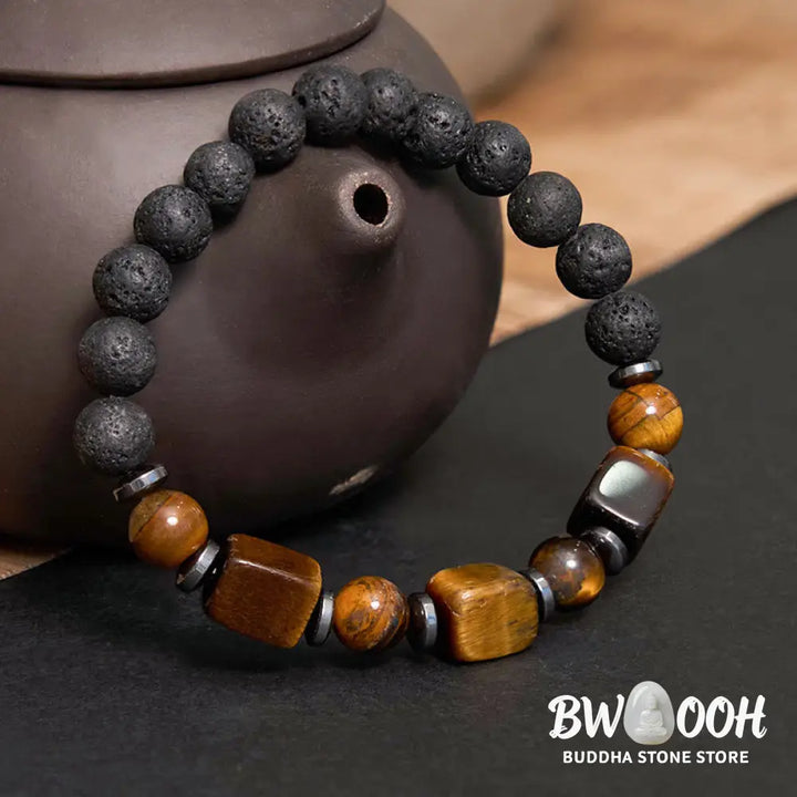 Buddha Stones Various Crystals Lava Rock Calm Bracelet - BWOOOH - Bracelet