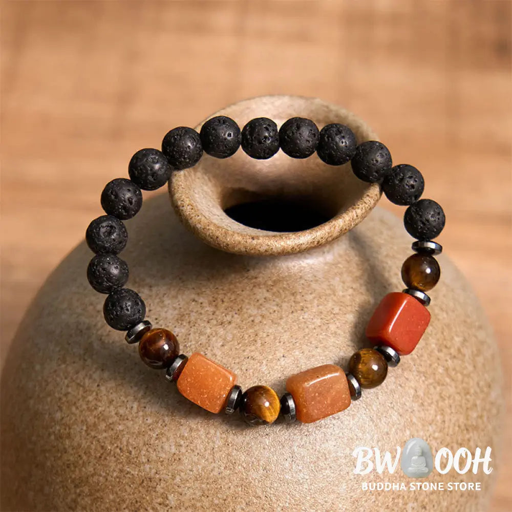 Buddha Stones Various Crystals Lava Rock Calm Bracelet - BWOOOH - Bracelet