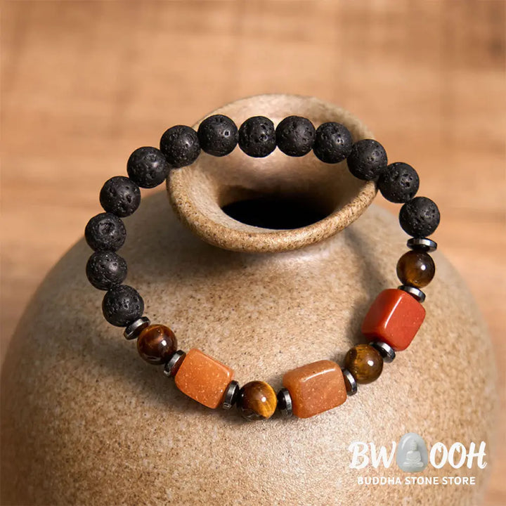 Buddha Stones Various Crystals Lava Rock Calm Bracelet - BWOOOH - Bracelet