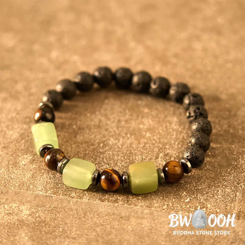 Buddha Stones Various Crystals Lava Rock Calm Bracelet - BWOOOH - Bracelet