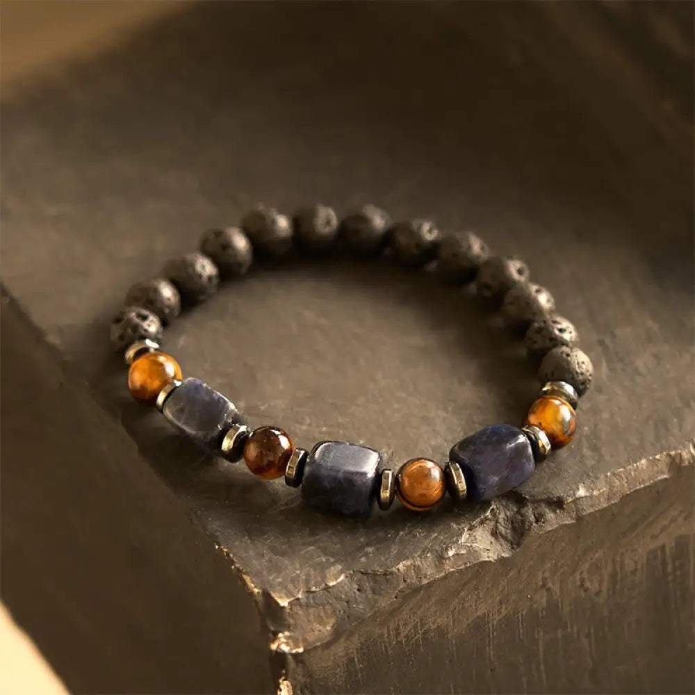 Buddha Stones Various Crystals Lava Rock Calm Bracelet - BWOOOH - Sodalite(Wrist Circumference: 14-16cm) - Bracelet