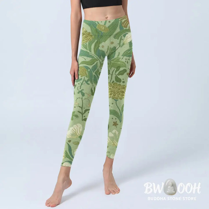 BWOOOH printed yoga leggings - Various Flower Leaves Pattern Print Gym 