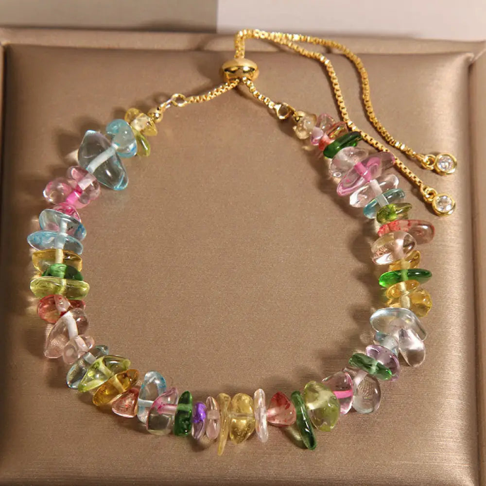 Buddha Stones Various Gravel Crystals White Crystal Blue Crystal Protection Bracelet - BWOOOH - Gravel Colorful(Wrist
