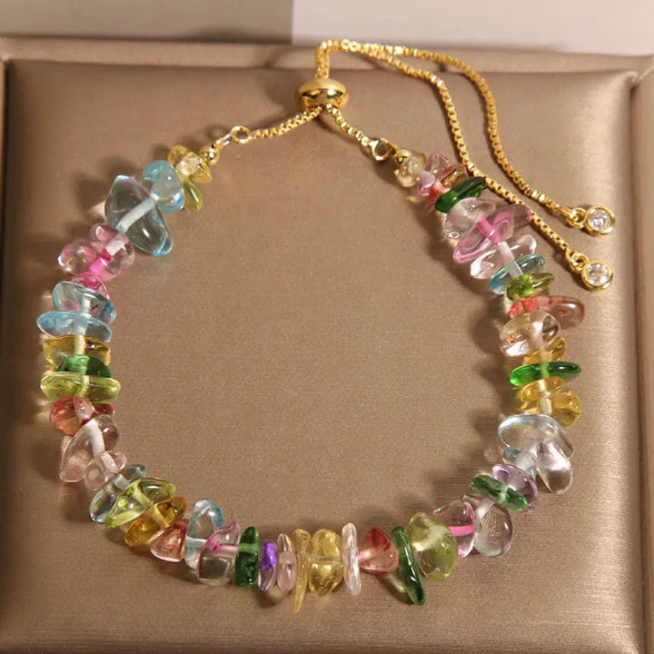 Buddha Stones Various Gravel Crystals White Crystal Blue Crystal Protection Bracelet - BWOOOH - Gravel Colorful(Wrist