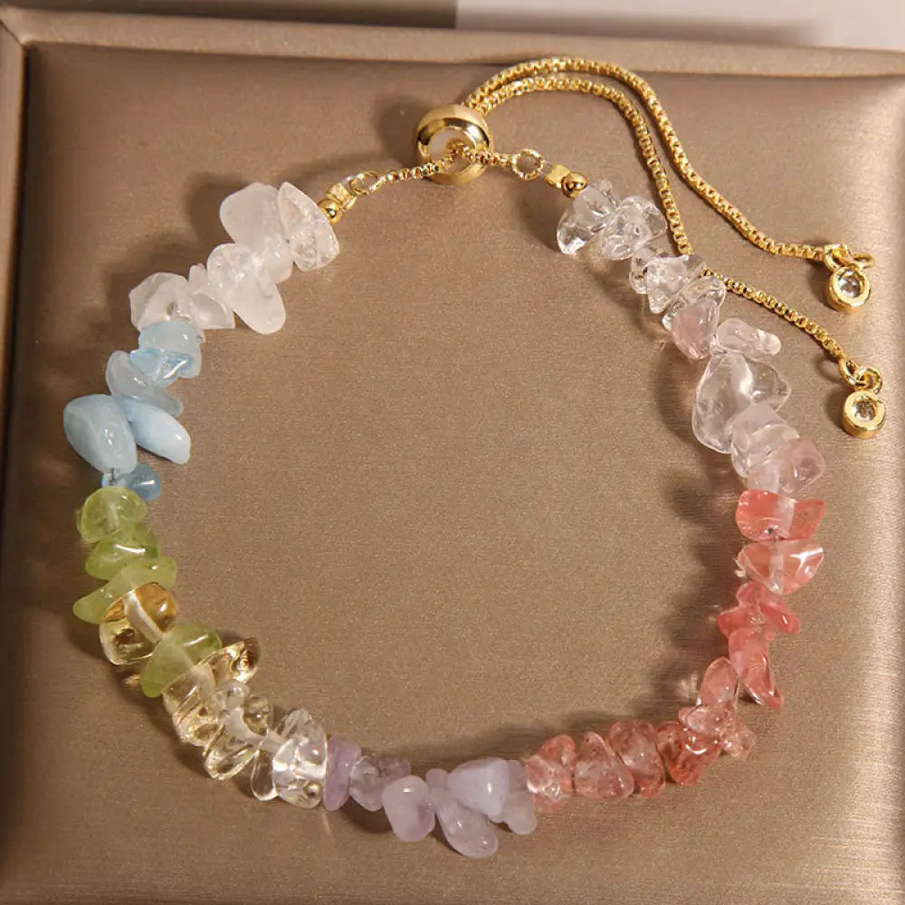 Buddha Stones Various Gravel Crystals White Crystal Blue Crystal Protection Bracelet - BWOOOH - Colorful(Wrist