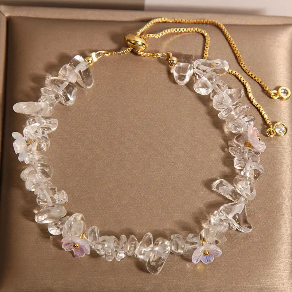 Buddha Stones Various Gravel Crystals White Crystal Blue Crystal Protection Bracelet - BWOOOH - White(Wrist