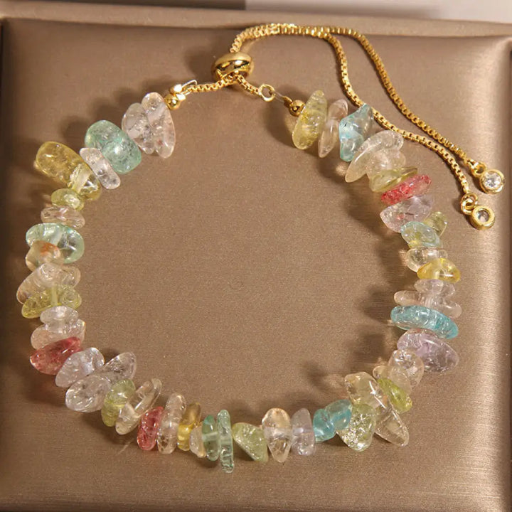 Buddha Stones Various Gravel Crystals White Crystal Blue Crystal Protection Bracelet - BWOOOH - Yellow Blue