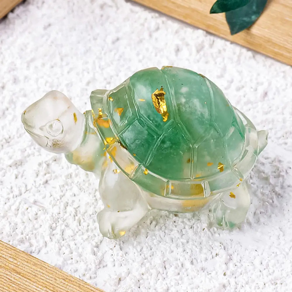Buddha Stones Various Stone Citrine Green Aventurine Amethyst Mini Turtle Prosperity Home Decoration - Green Aventurine