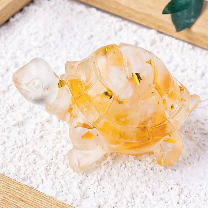 Buddha Stones Various Stone Citrine Green Aventurine Amethyst Mini Turtle Prosperity Home Decoration - Citrine Stone