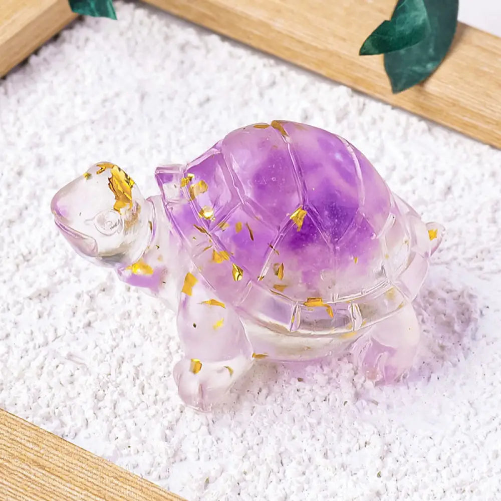 Buddha Stones Various Stone Citrine Green Aventurine Amethyst Mini Turtle Prosperity Home Decoration - Amethyst Stone