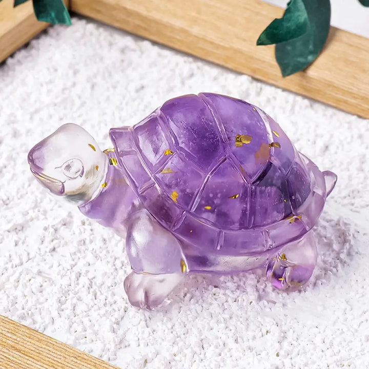 Buddha Stones Various Stone Citrine Green Aventurine Amethyst Mini Turtle Prosperity Home Decoration - Amethyst