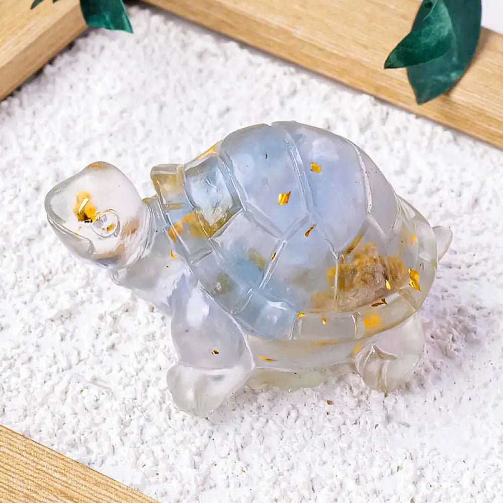 Buddha Stones Various Stone Citrine Green Aventurine Amethyst Mini Turtle Prosperity Home Decoration - Celestite