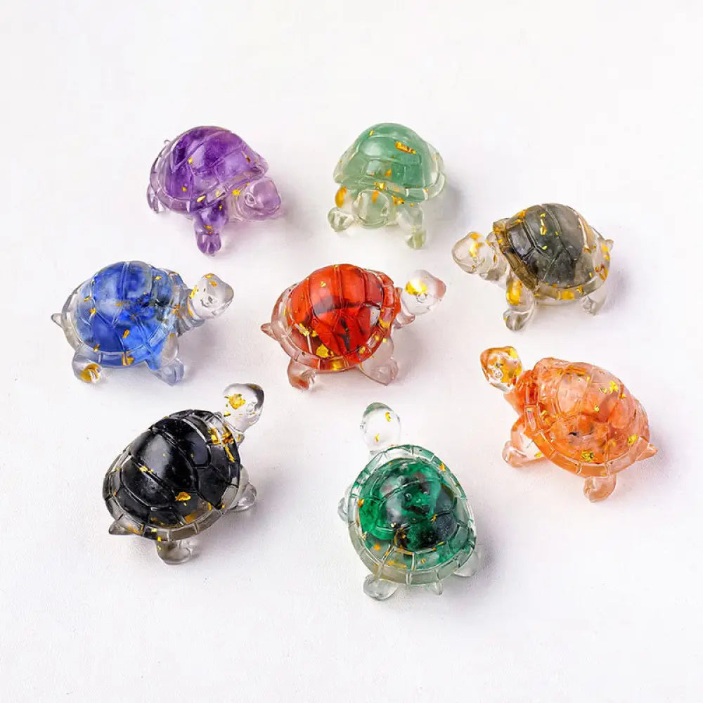 Buddha Stones Various Stone Citrine Green Aventurine Amethyst Mini Turtle Prosperity Home Decoration - Decorations