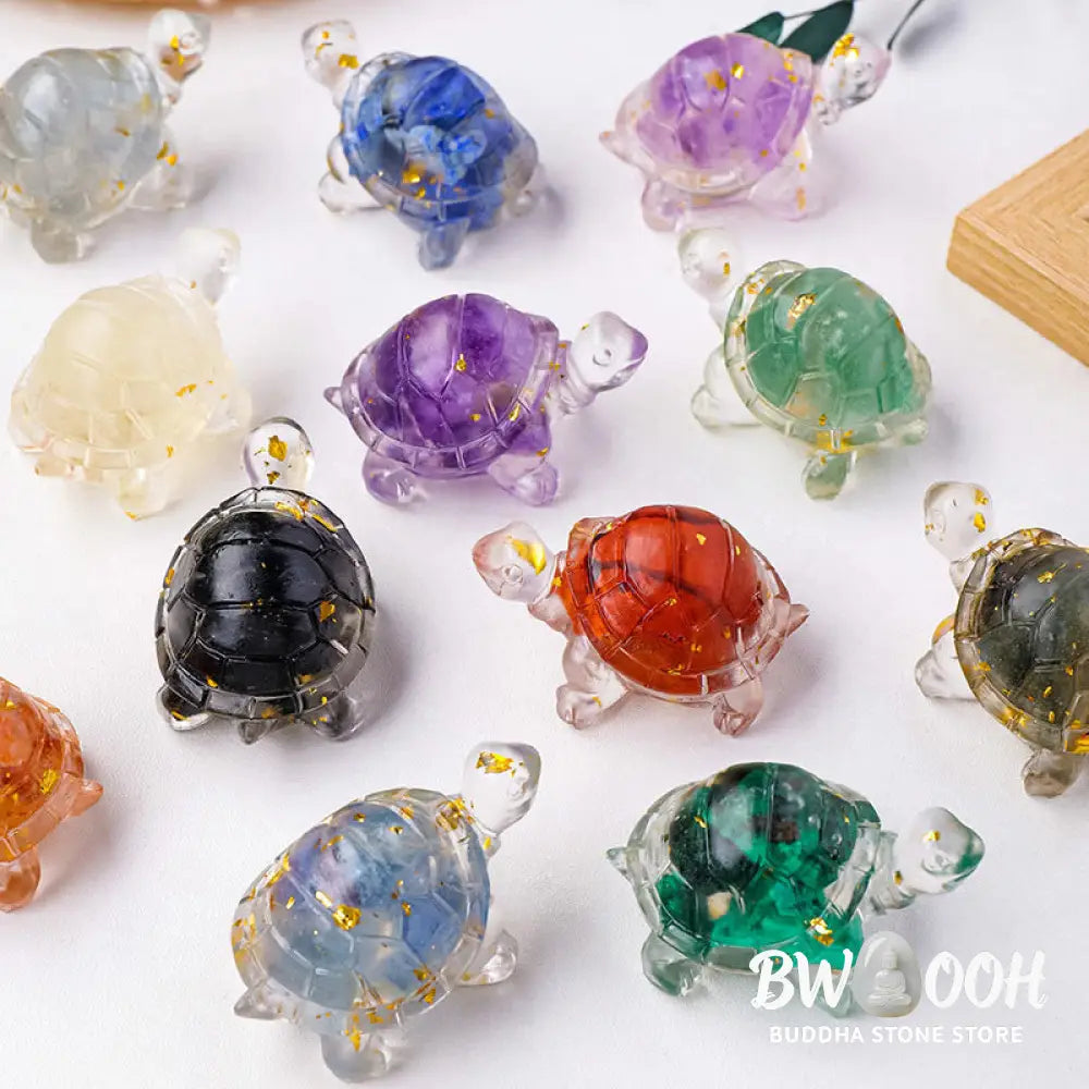 Buddha Stones Various Stone Citrine Green Aventurine Amethyst Mini Turtle Prosperity Home Decoration - Decorations