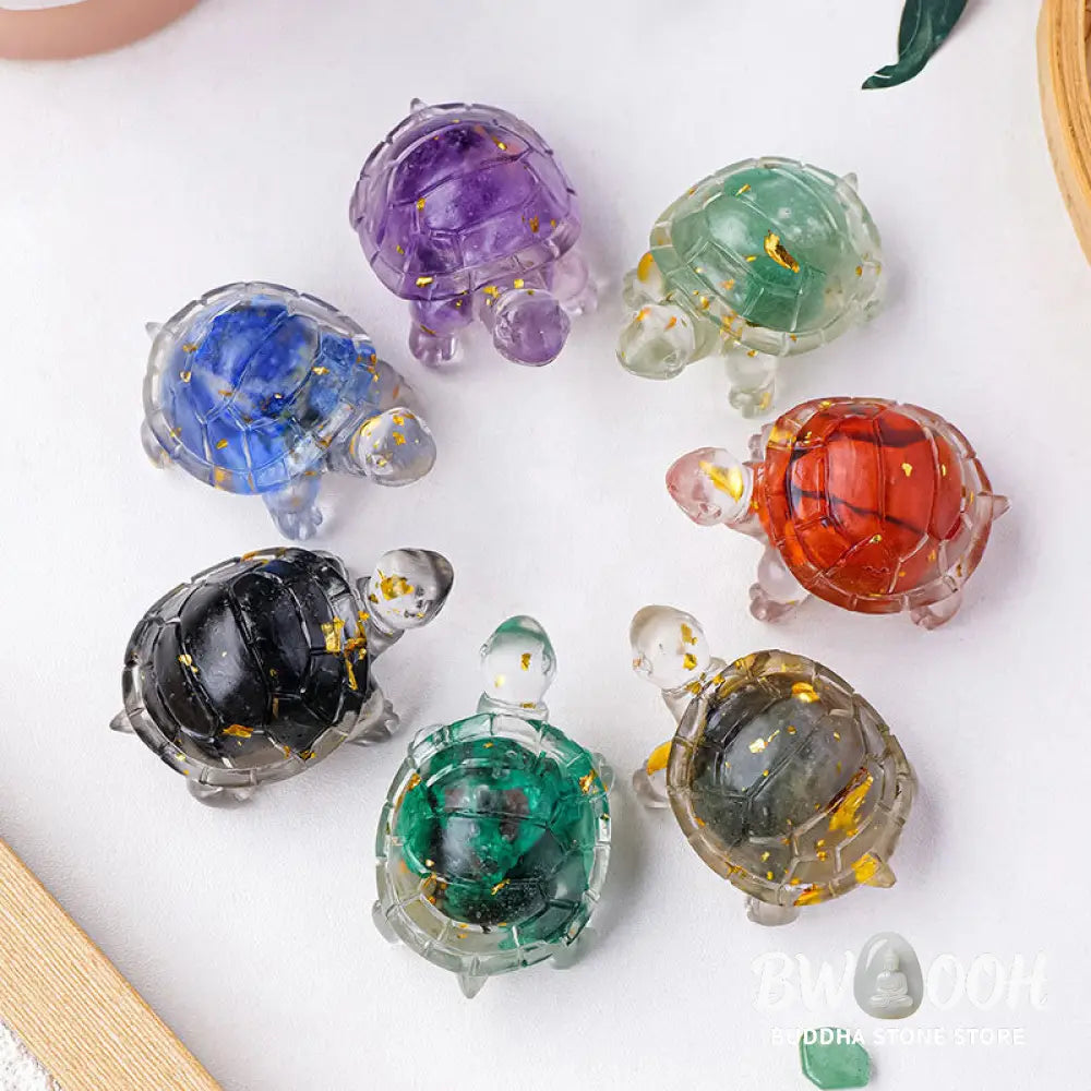 Buddha Stones Various Stone Citrine Green Aventurine Amethyst Mini Turtle Prosperity Home Decoration - Decorations