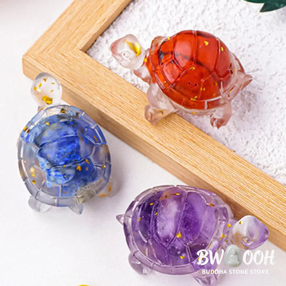 Buddha Stones Various Stone Citrine Green Aventurine Amethyst Mini Turtle Prosperity Home Decoration - Decorations