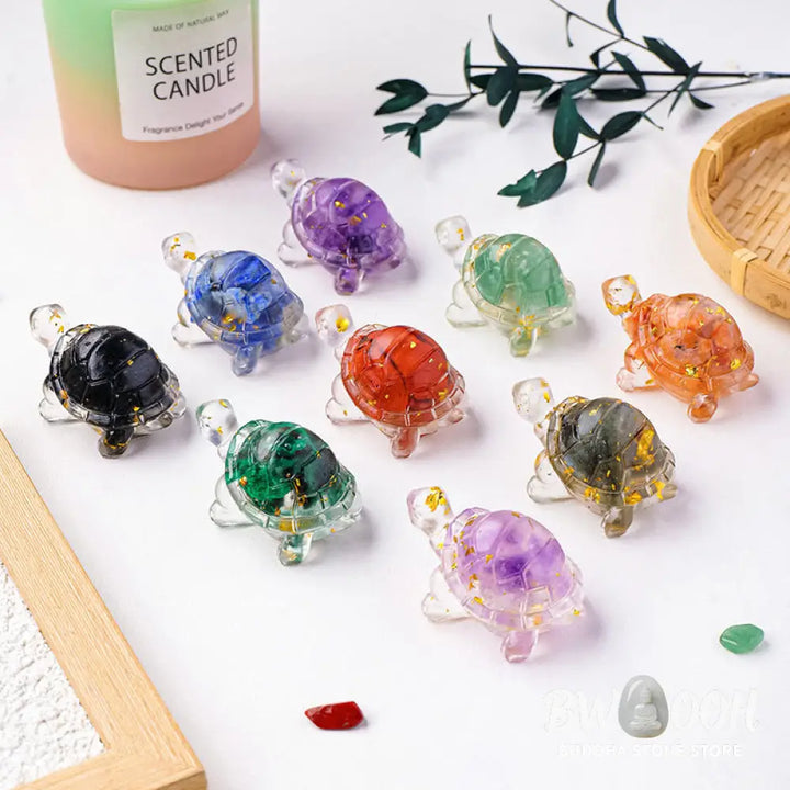 Buddha Stones Various Stone Citrine Green Aventurine Amethyst Mini Turtle Prosperity Home Decoration - Decorations
