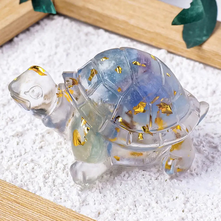 Buddha Stones Various Stone Citrine Green Aventurine Amethyst Mini Turtle Prosperity Home Decoration - Fluorite