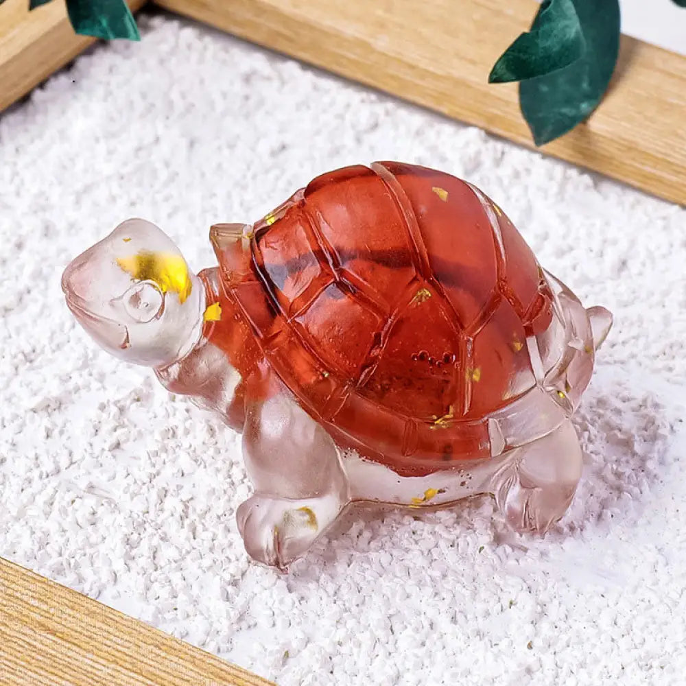Buddha Stones Various Stone Citrine Green Aventurine Amethyst Mini Turtle Prosperity Home Decoration - Red Jasper