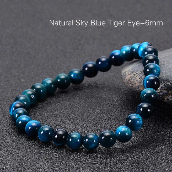Buddha Stones Various Tiger Eye Confidence Bracelet - BWOOOH - Blue Tiger Eye(Wrist Circumference: 14-16cm) / 6mm