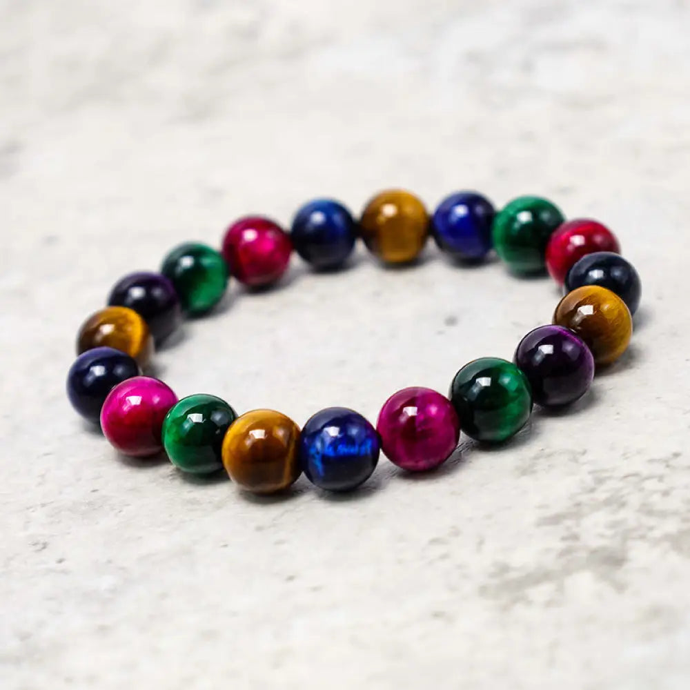 Buddha Stones Various Tiger Eye Confidence Bracelet - BWOOOH - Colorful Tiger Eye(Wrist Circumference: 14-16cm) / 10mm