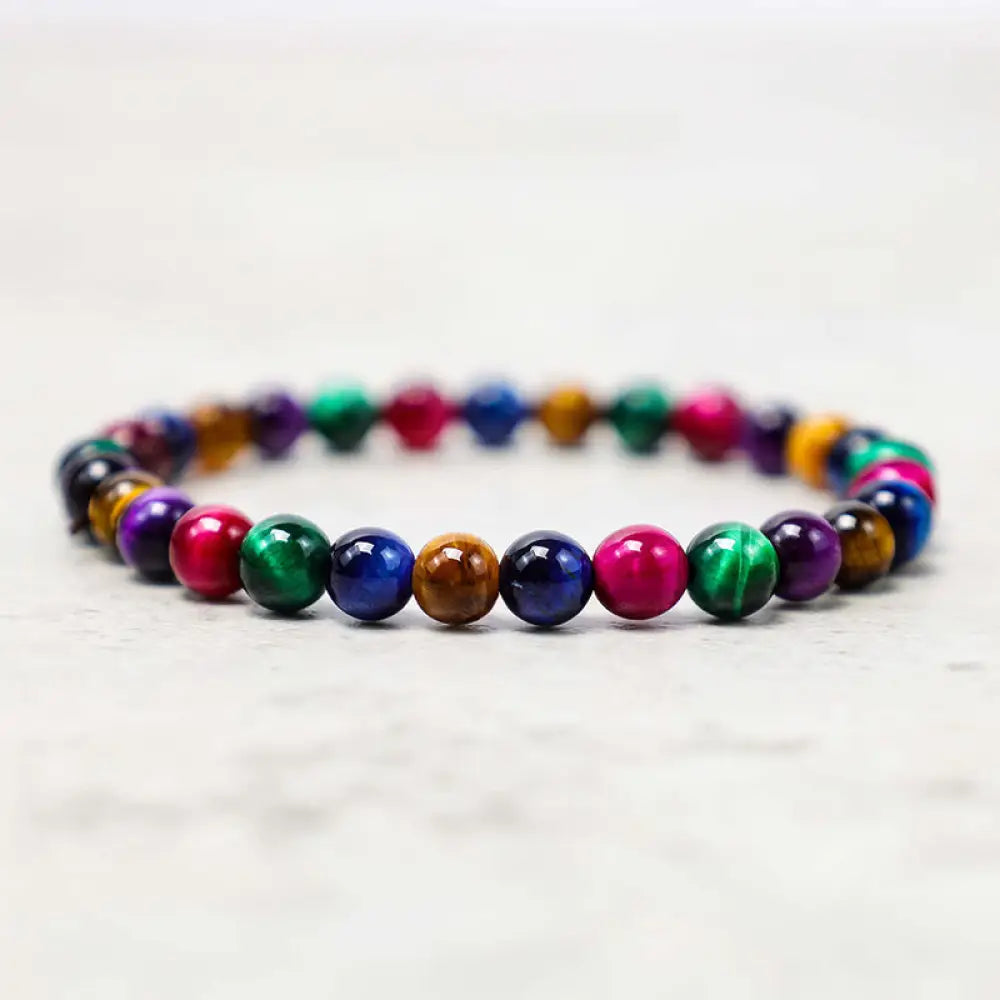 Buddha Stones Various Tiger Eye Confidence Bracelet - BWOOOH - Colorful Tiger Eye(Wrist Circumference: 14-16cm) / 6mm