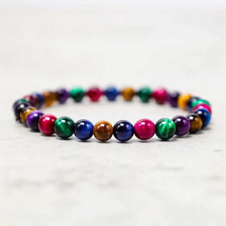 Buddha Stones Various Tiger Eye Confidence Bracelet - BWOOOH - Colorful Tiger Eye(Wrist Circumference: 14-16cm) / 6mm
