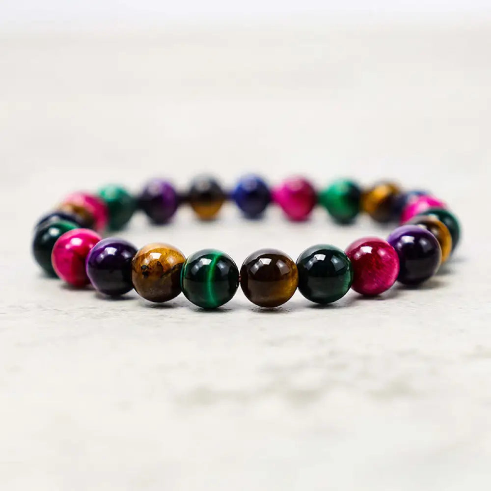 Buddha Stones Various Tiger Eye Confidence Bracelet - BWOOOH - Colorful Tiger Eye(Wrist Circumference: 14-16cm) / 8mm