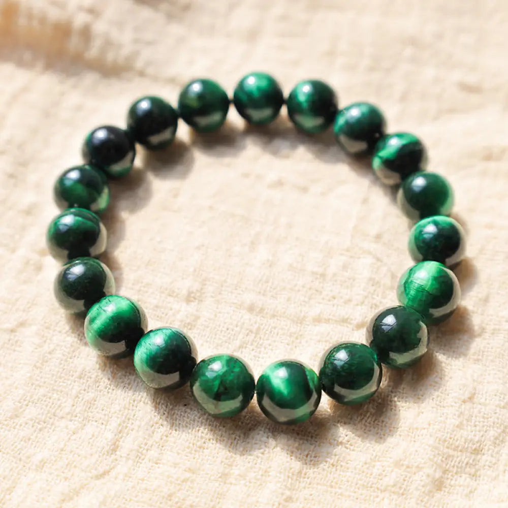 Buddha Stones Various Tiger Eye Confidence Bracelet - BWOOOH - Green Tiger Eye(Wrist Circumference: 14-16cm) / 10mm