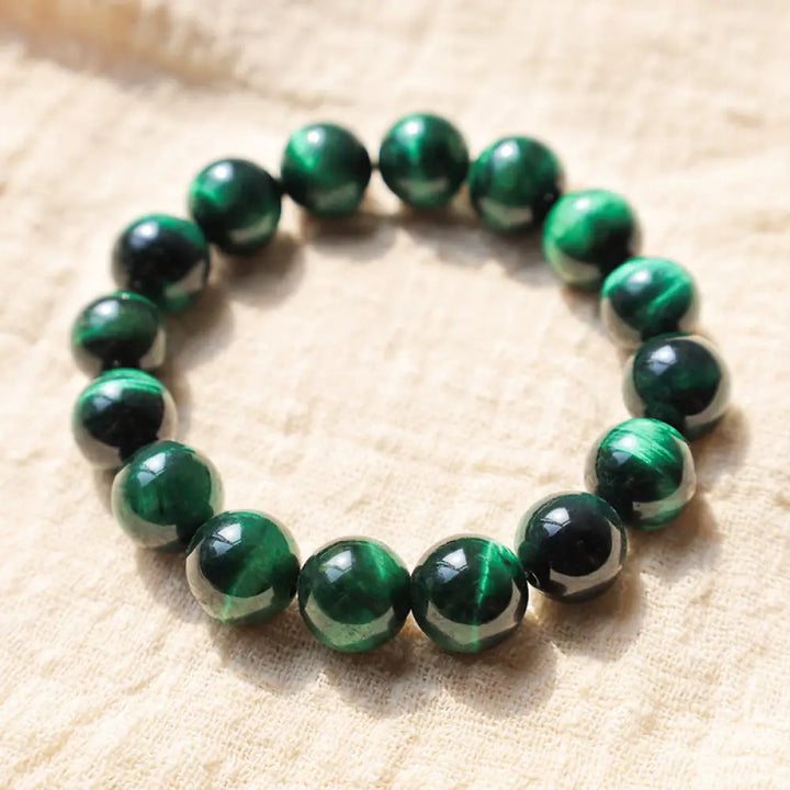 Buddha Stones Various Tiger Eye Confidence Bracelet - BWOOOH - Green Tiger Eye(Wrist Circumference: 14-16cm) / 12mm