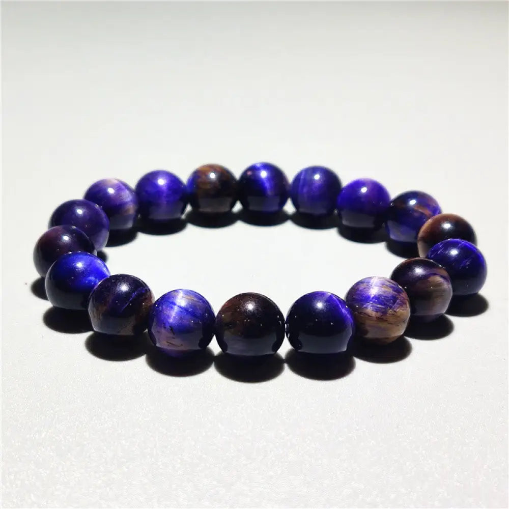 Buddha Stones Various Tiger Eye Confidence Bracelet - BWOOOH - Purple Tiger Eye(Wrist Circumference: 14-16cm) / 10mm